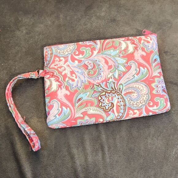 Paisley floral wristlet id card wallet purse clutch pink purse - Picture 3 of 10